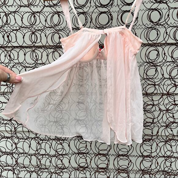 Victoria’s Secret pink sheer bra tulle open back teddy nightie neglige - Picture 2 of 5